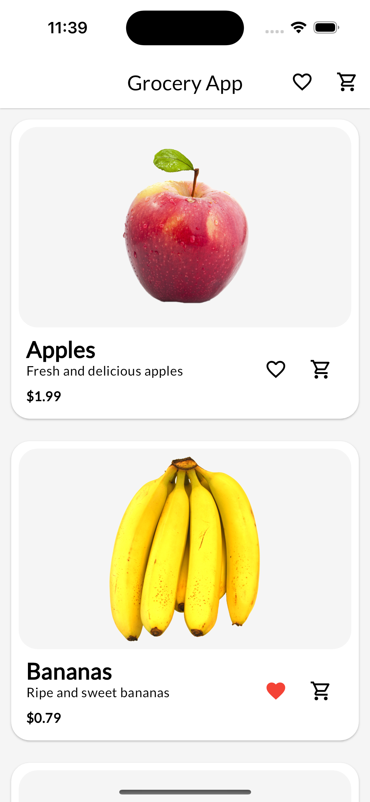 Grocery Shopping App UI